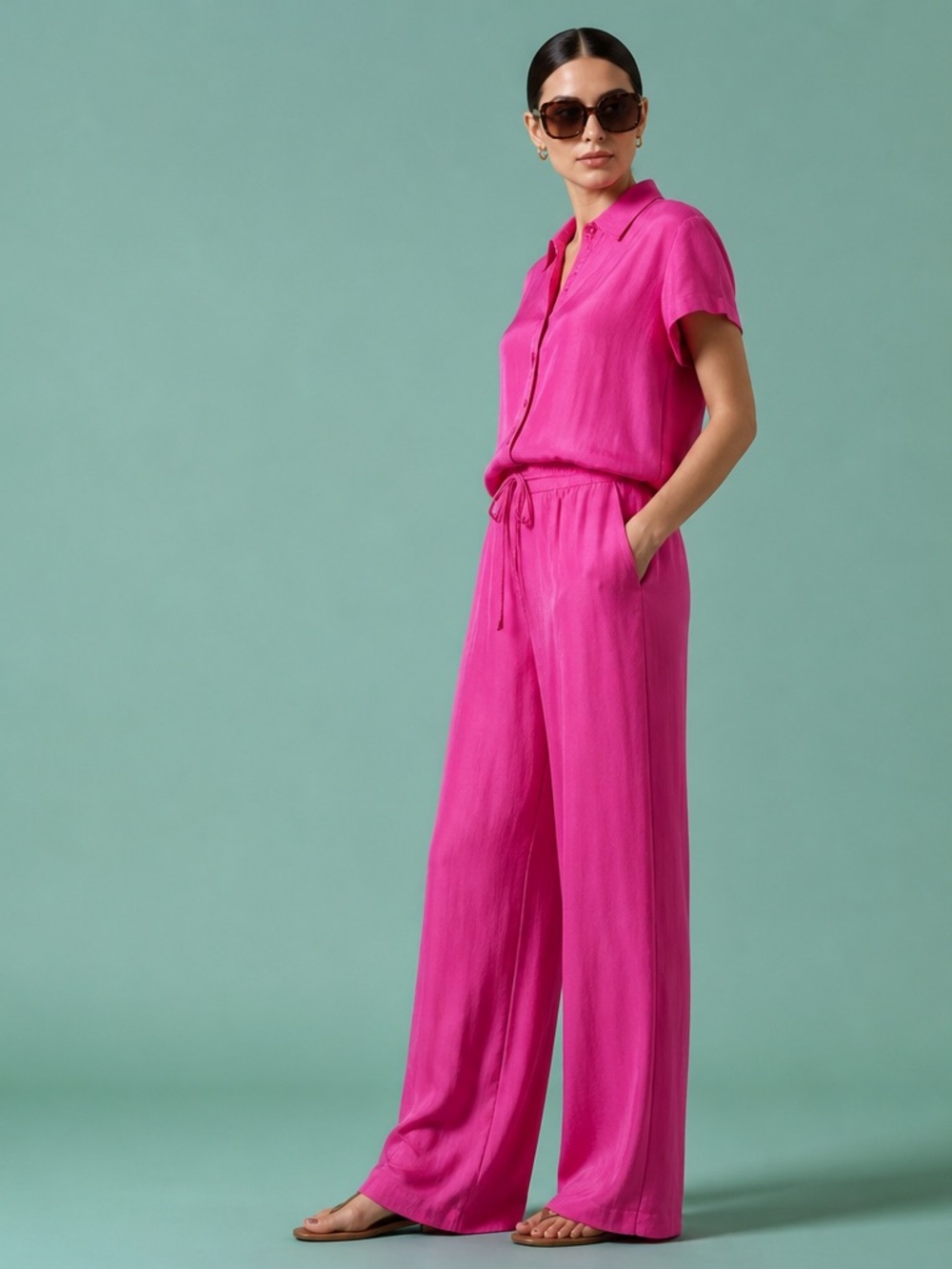 RACHEL Rachel Roy Women’s Hot Pink Wide-Leg Jumpsuit - Picture 5 of 7